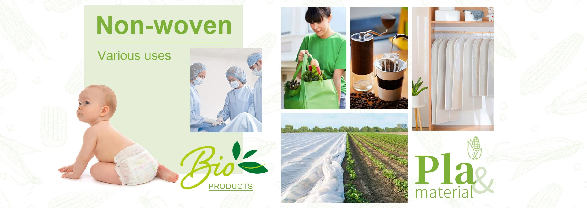 PLA Nonwoven 50gsm Fabric 100% Biodegradable